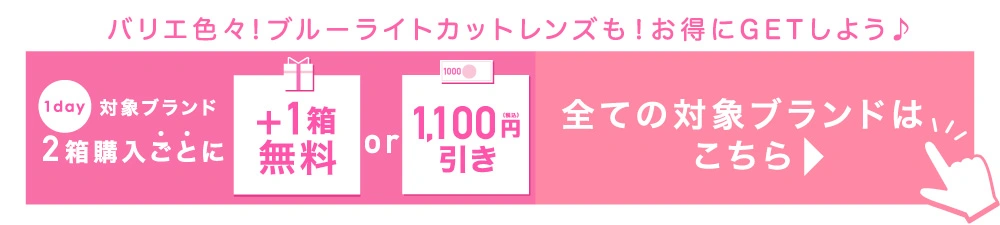 point2 1day対象ブランド2箱購入ごとに +1箱無料 or 1,100円引き
