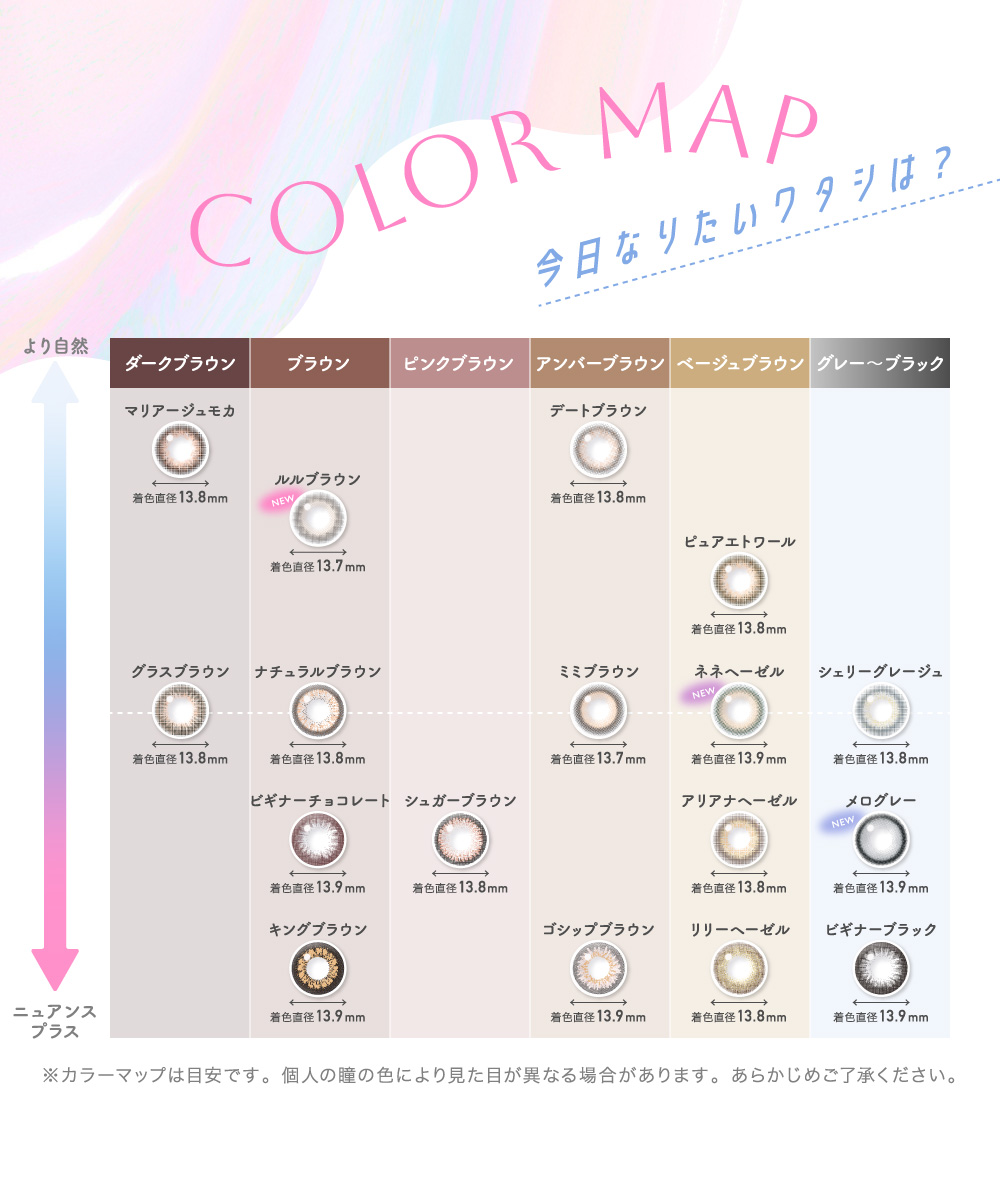 Candymagic 1day キャンディーマジック ワンデー COLOR MAP｜カラコン