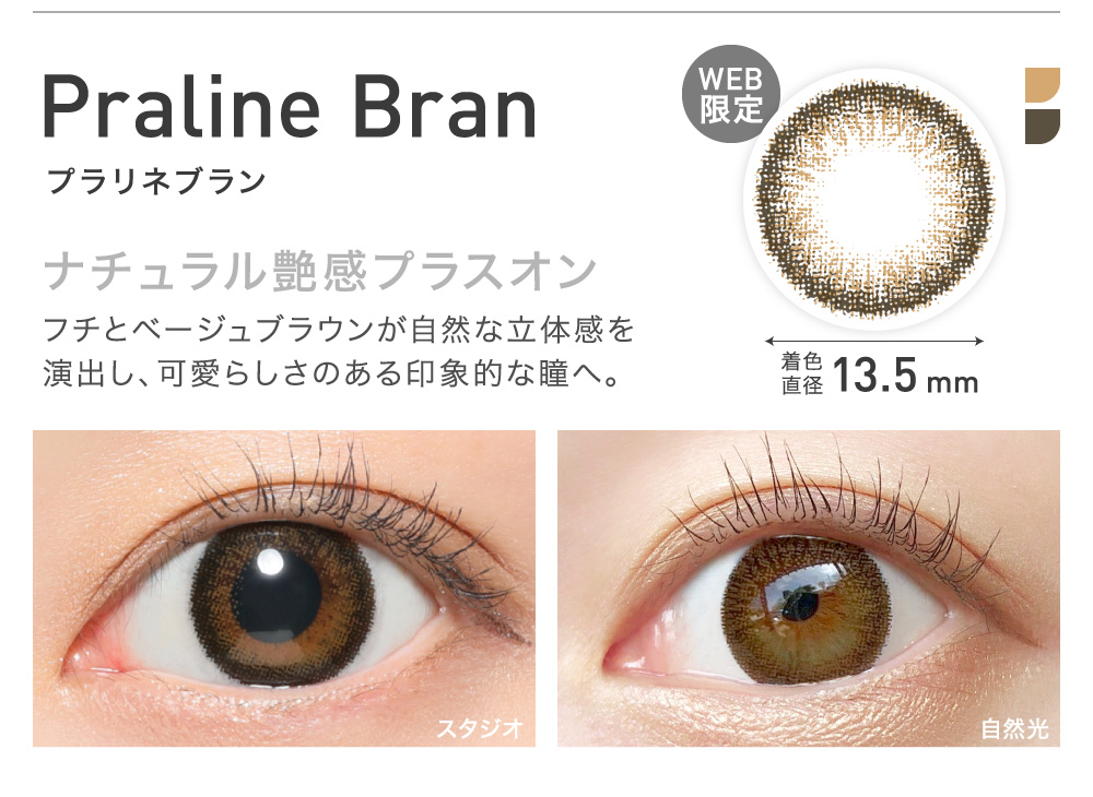 PralineBran(プラリネブラン) ナチュラル艶感プラスオン 着色直径13.5㎜