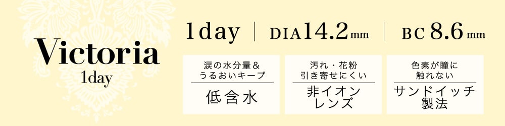 Victoria1day DIA14.2㎜ BC8.6㎜ 低含水 非イオン性レンズ サンドイッチ製法