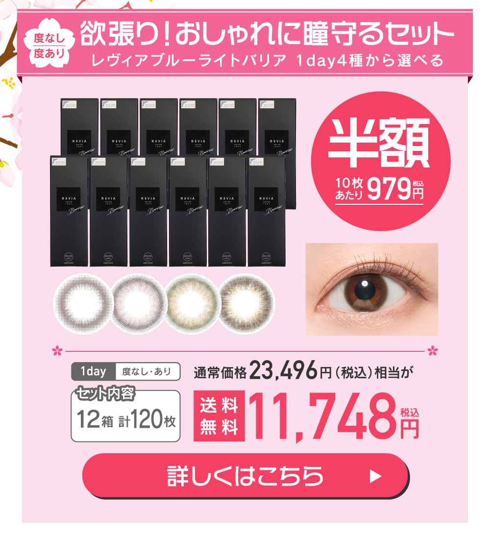 欲張り！おしゃれに瞳守るセット ReVIA Blue Light Barrier 1day 4種から選べる 度あり 度なし